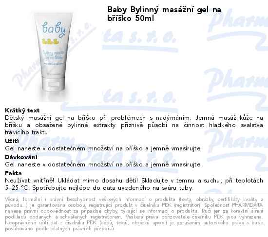 Baby BylinnĂ˝ masĂˇĹľnĂ­ gel na bĹ™Ă­Ĺˇko 50ml