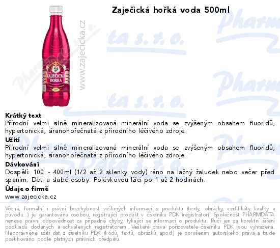 ZajeÄŤickĂˇ hoĹ™kĂˇ voda 500ml