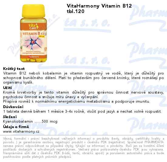 VitaHarmony Vitamin B12 tbl.120