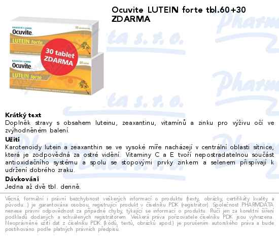 Ocuvite LUTEIN forte tbl.60+30 ZDARMA