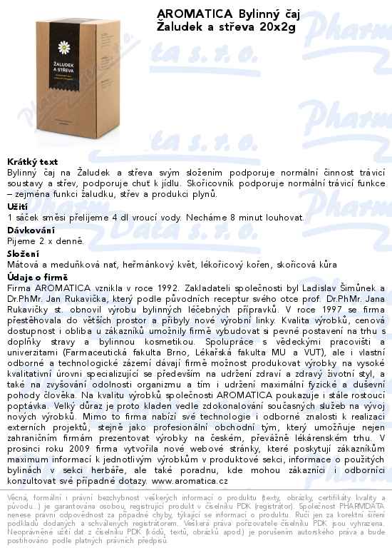 AROMATICA BylinnĂ˝ ÄŤaj Ĺ˝aludek a stĹ™eva 20x2g