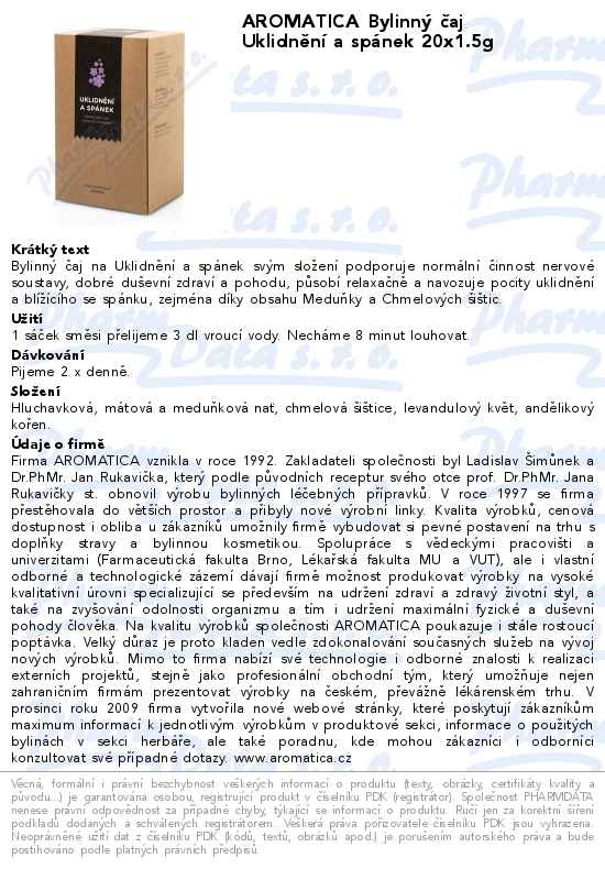 AROMATICA BylinnĂ˝ ÄŤaj UklidnÄ›nĂ­ a spĂˇnek 20x1.5g