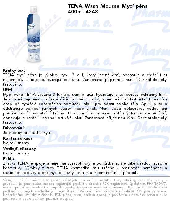 TENA Wash Mousse MycĂ­ pÄ›na 400ml 4248