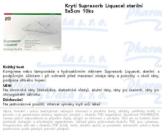 KrytĂ­ Suprasorb Liquacel sterilnĂ­ 5x5cm 10ks