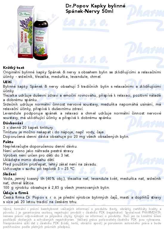 Dr.Popov Kapky bylinnĂ© SpĂˇnek-Nervy 50ml