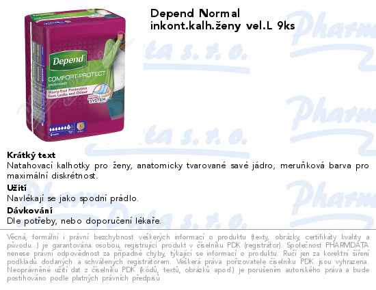 Depend Normal inkont.kalh.Ĺľeny vel.L 9ks