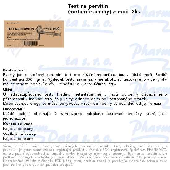 Test na pervitin (metamfetaminy) z moÄŤi 2ks