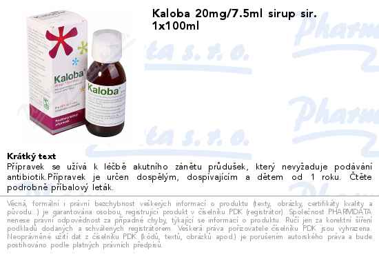 Kaloba 20mg/7.5ml sirup sir. 1x100ml