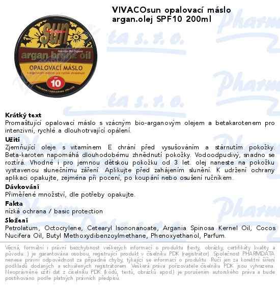 VIVACOsun opalovacĂ­ mĂˇslo argan.olej SPF10 200ml