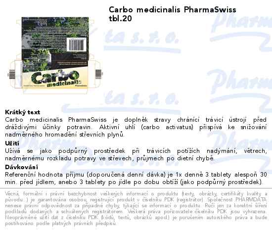 Carbo medicinalis PharmaSwiss tbl.20