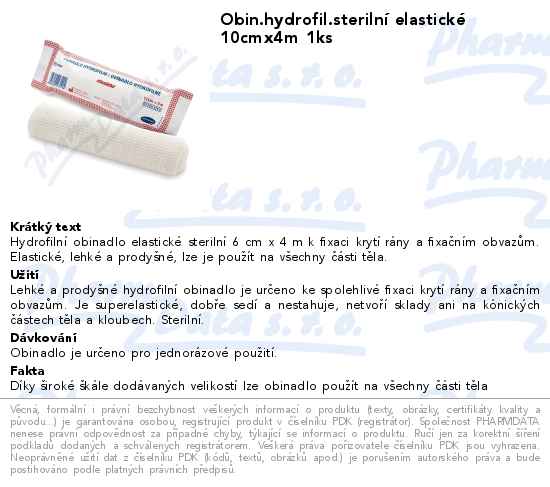 Obin.hydrofil.sterilnĂ­ elastickĂ© 10cmx4m 1ks