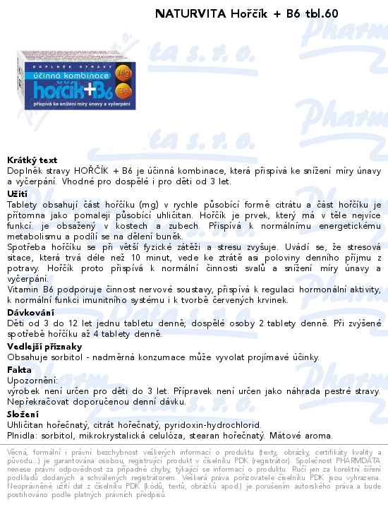 NATURVITA HoĹ™ÄŤĂ­k + B6 tbl.60