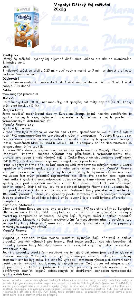 Megafyt DÄ›tskĂ˝ ÄŤaj zaĹľĂ­vĂˇnĂ­ 20x2g