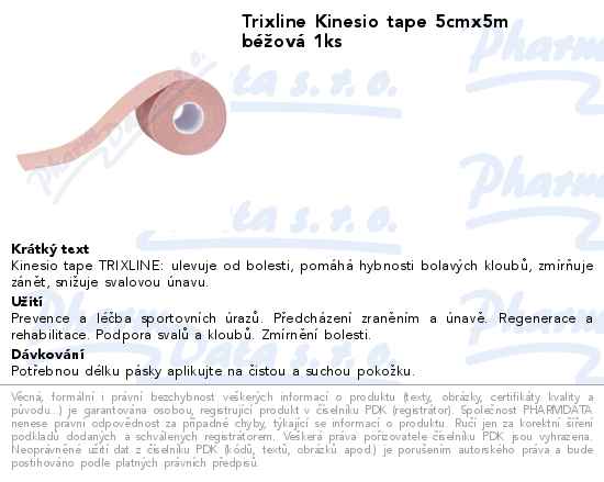 Trixline Kinesio tape 5cmx5m bĂ©ĹľovĂˇ 1ks