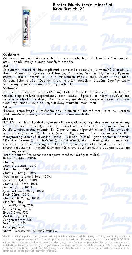 Biotter Multivitamin minerĂˇlnĂ­ lĂˇtky Ĺˇum.tbl.20