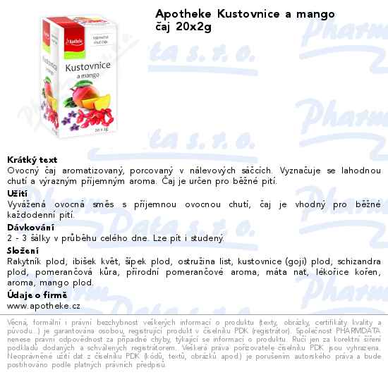 Apotheke Kustovnice a mango ÄŤaj 20x2g