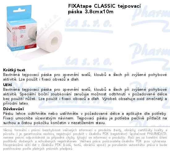 FIXAtape CLASSIC tejpovacĂ­ pĂˇska 3.8cmx10m