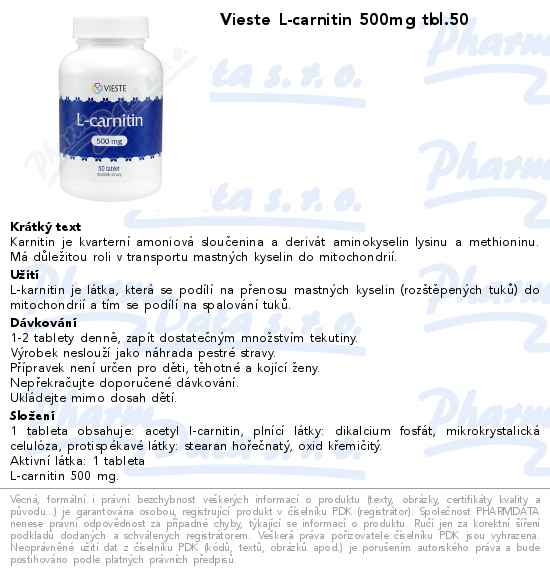 Vieste L-carnitin 500mg tbl.50