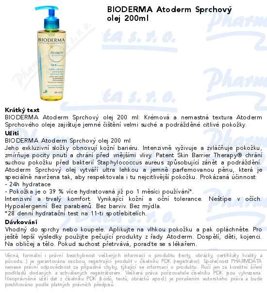 BIODERMA Atoderm sprchovĂ˝ olej 200ml