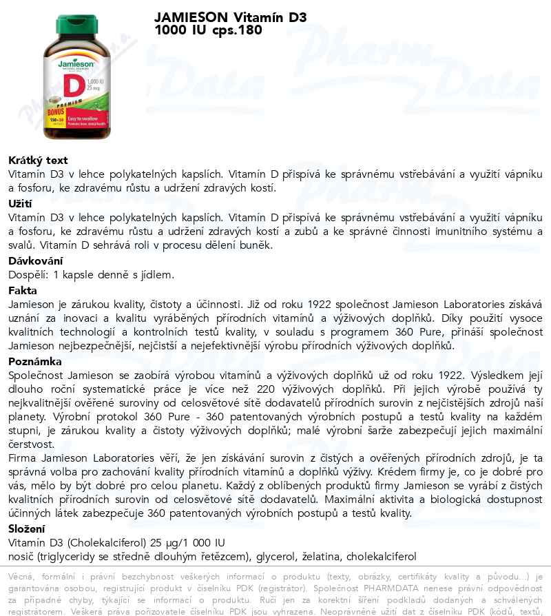JAMIESON VitamĂ­n D3 1000 IU cps.180