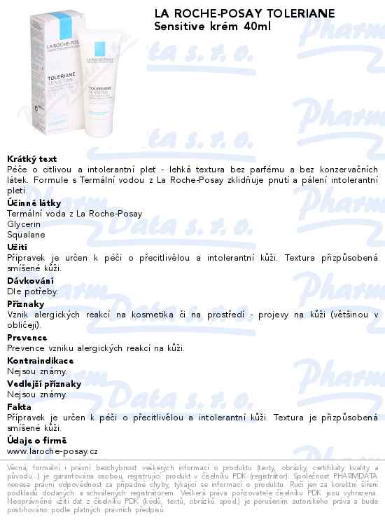 LA ROCHE-POSAY TOLERIANE Sensitive krĂ©m 40ml