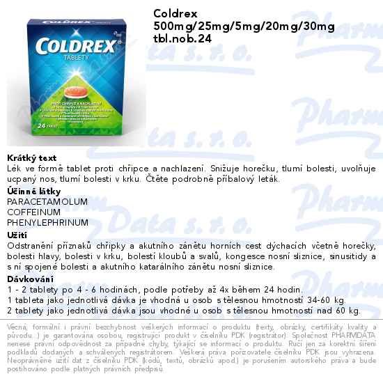 Coldrex 500mg/25mg/5mg/20mg/30mg tbl.nob.24