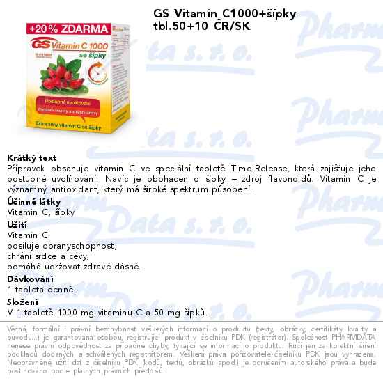 GS Vitamin C1000+ĹˇĂ­pky tbl.50+10 ÄŚR/SK