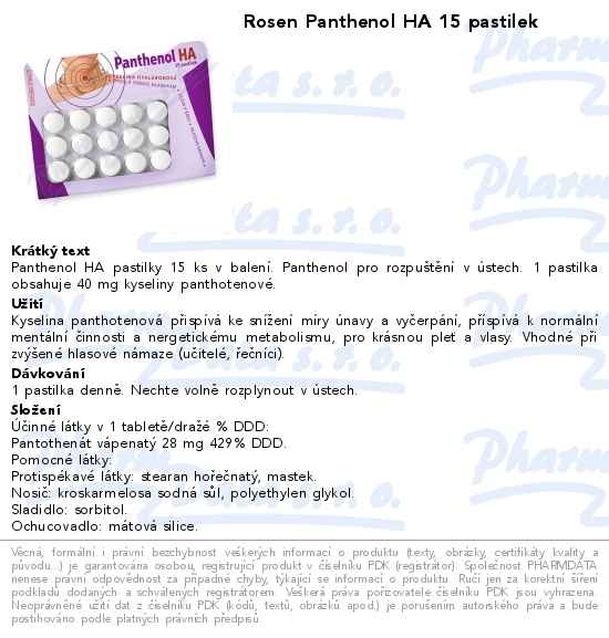 Rosen Panthenol HA 15 pastilek