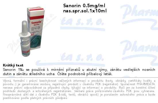 Sanorin 0.5mg/ml nas.spr.sol.1x10ml