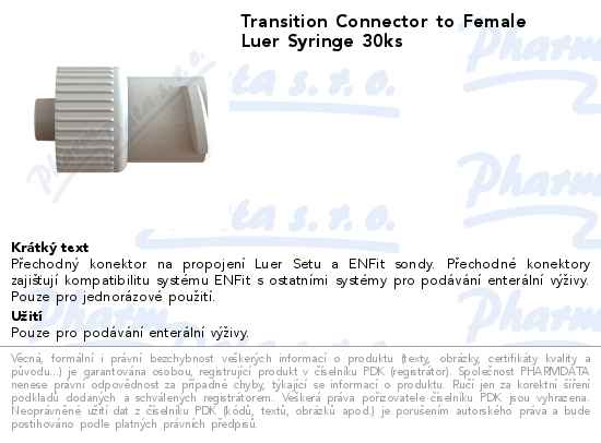 TRANSITION CONNECTOR TO FEMALE LUER SYRINGE 30ks