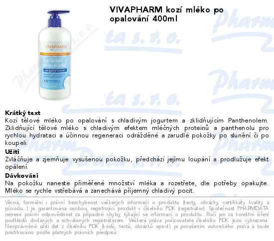 VIVAPHARM kozĂ­ mlĂ©ko po opalovĂˇnĂ­ 400ml