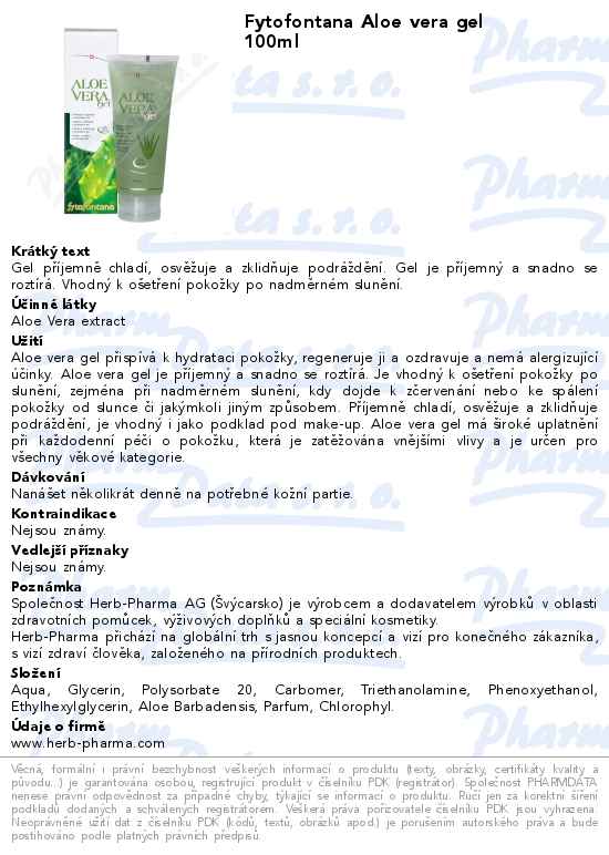 Fytofontana Aloe vera gel 100ml