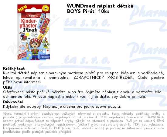 WUNDmed nĂˇplast dÄ›tskĂˇ BOYS PirĂˇti 10ks