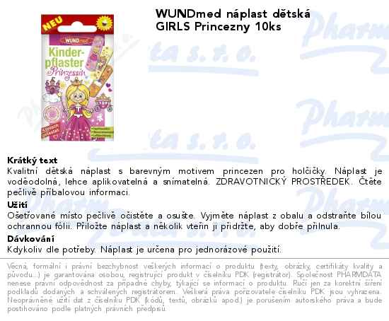 WUNDmed nĂˇplast dÄ›tskĂˇ GIRLS Princezny 10ks