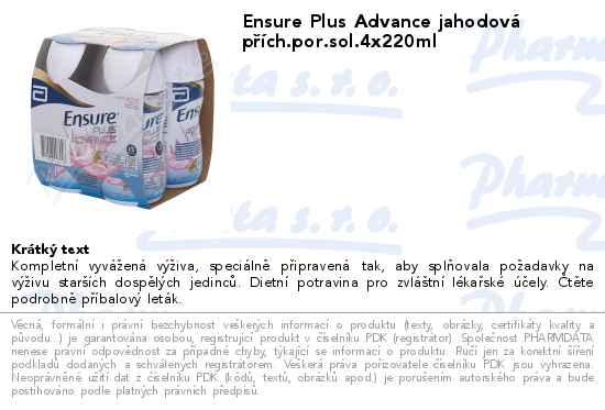 Ensure Plus Advance jahodovĂˇ pĹ™Ă­ch.por.sol.4x220ml