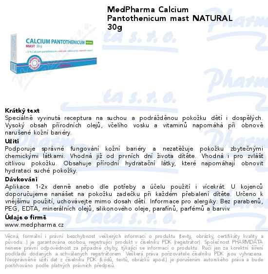 MedPharma Calcium Pantothenicum mast NATURAL 30g