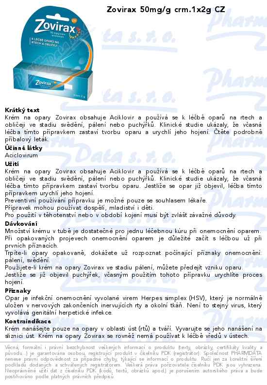 Zovirax 50mg/g crm.1x2g CZ