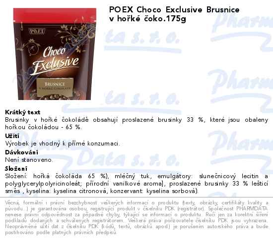 POEX Choco Exclusive Brusnice v hoĹ™kĂ© ÄŤoko.175g