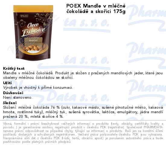 POEX Mandle v mlĂ©ÄŤnĂ© ÄŤokolĂˇdÄ› a skoĹ™ici 175g