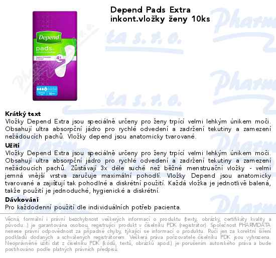 Depend Pads Extra inkont.vloĹľky Ĺľeny 10ks