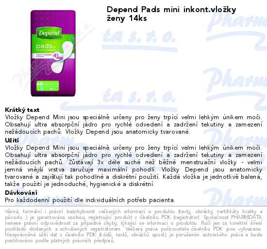 Depend Pads mini inkont.vloĹľky Ĺľeny 14ks