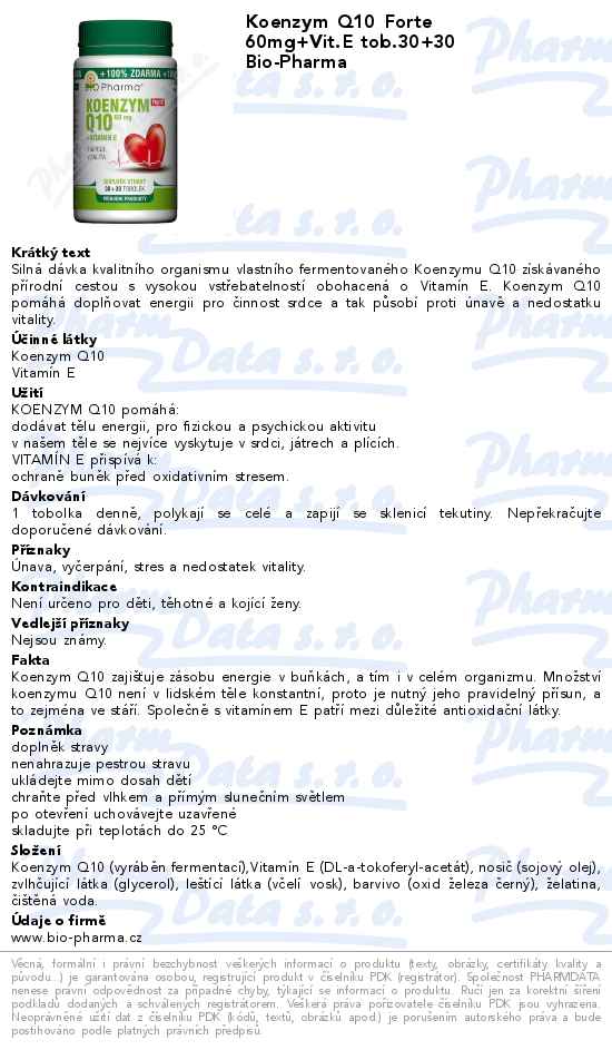 Koenzym Q10 Forte 60mg+Vit.E tob.30+30 Bio-Pharma
