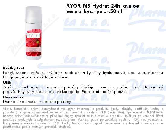 RYOR NS Hydrat.24h kr.aloe vera a kys.hyalur.50ml