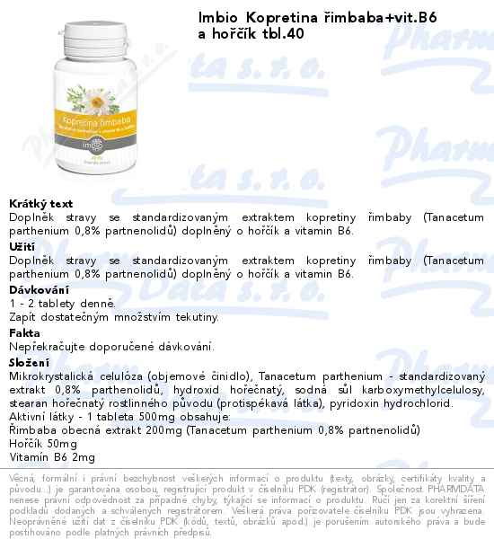 Imbio Kopretina Ĺ™imbaba+vit.B6 a hoĹ™ÄŤĂ­k tbl.40