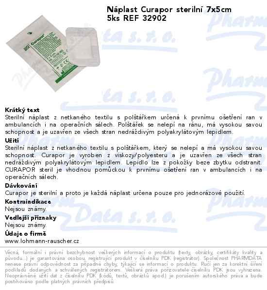 NĂˇplast Curapor sterilnĂ­ 7x5cm 5ks REF 32902