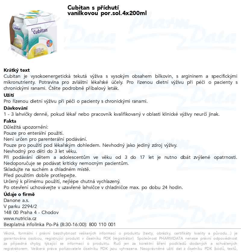 Cubitan s pĹ™Ă­chutĂ­ vanilkovou por.sol.4x200ml