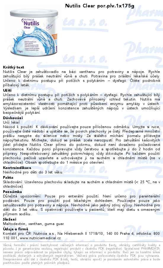 Nutilis Clear por.plv.1x175g