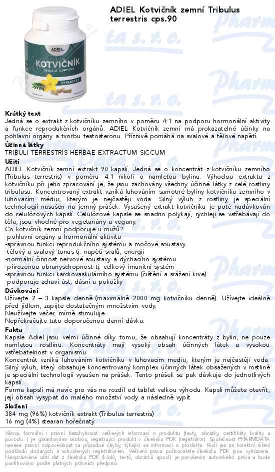 ADIEL KotviÄŤnĂ­k zemnĂ­ Tribulus terrestris cps.90