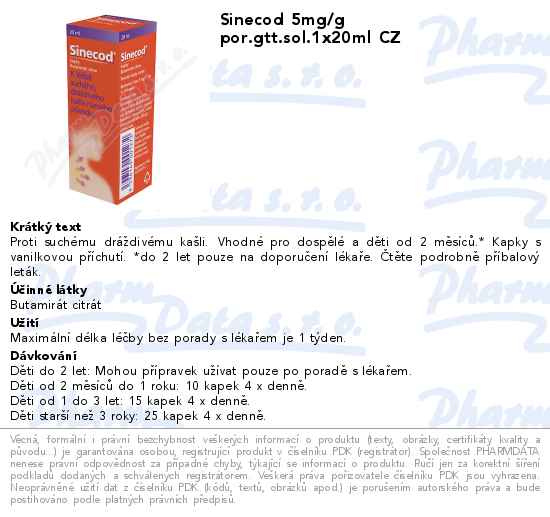 Sinecod 5mg/g por.gtt.sol.1x20ml CZ