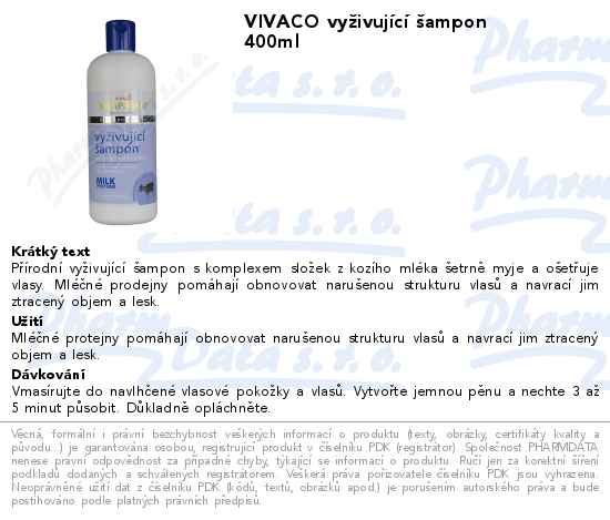 VIVACO vyĹľivujĂ­cĂ­ Ĺˇampon 400ml